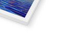 A blue art print on a softcover painting of a water boat on the surface of