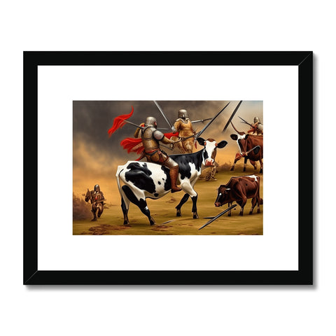 This horse herd is standing on an outdoor ridge while mounted warriors stand on top of the