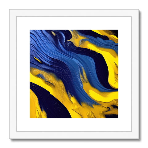 Art print on a wall depicting waves in a river on a beach.