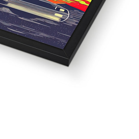 A picture of an air hockey paddleboard that is inside a picture frame.