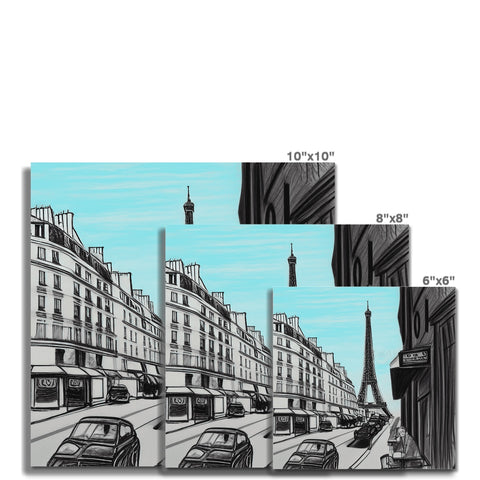 Many tall buildings in the city of Paris with people walking down a residential street.