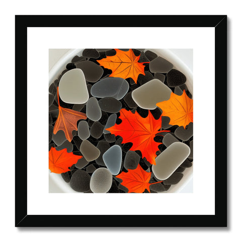 Art print of the leaves with fallen leaves at a pond