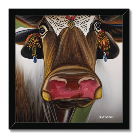 This picture is of a cow with her horn and her nose.