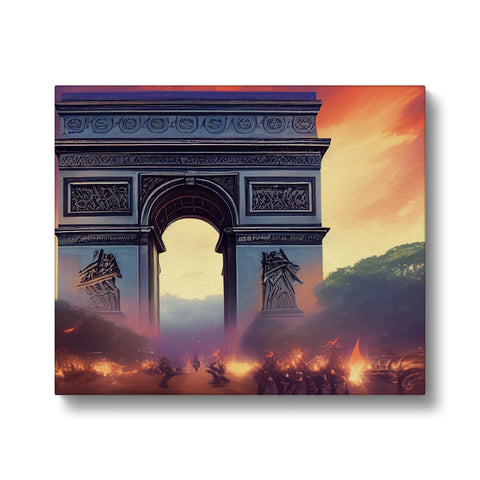 An art print against the wall of Paris on stone.