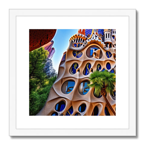 An image of a tower surrounded in a wall in an art print.