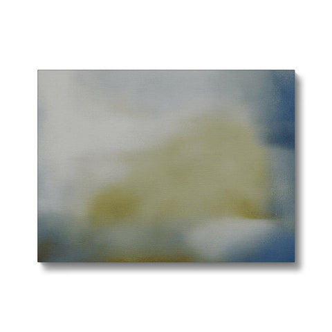A painting of a sea surrounded by clouds on a white background.