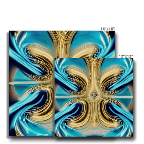 A glass tile set with an abstract art print on one wall.