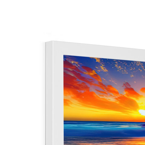 A computer monitor with white background and an art print.