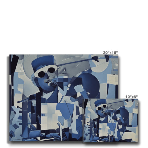 a wall painting stencil in blue with a large painting of graffiti art in white