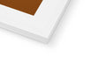 A brown background and white picture in a folder on a table.