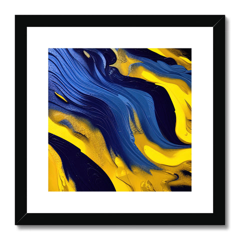 A white art print of a blue ocean wave covered in gold.