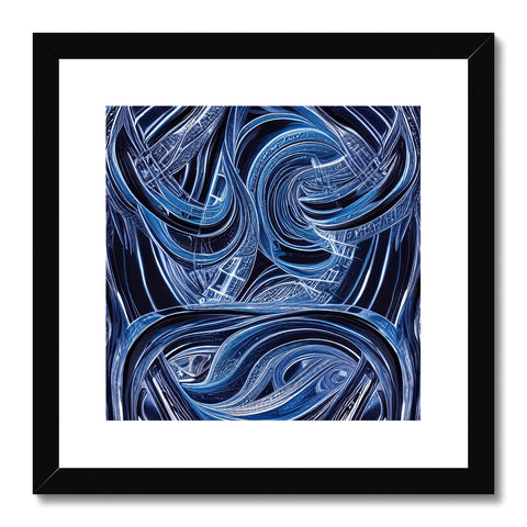 An art print of waves on the ocean waves with a background of a blue and white