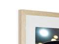A framed photo has photos of different types of wood sculptures.