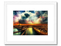 An art print of the skyline in the background of Paris with a city skyscape,