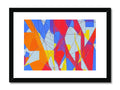 A large photo with colorful shapes on it with an image of an abstract art painting.