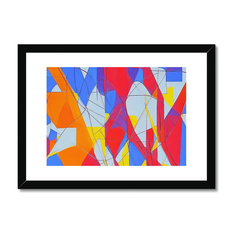 A large photo with colorful shapes on it with an image of an abstract art painting.