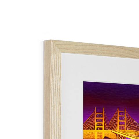 A picture frame of the city skyline framed by a wooden railing.