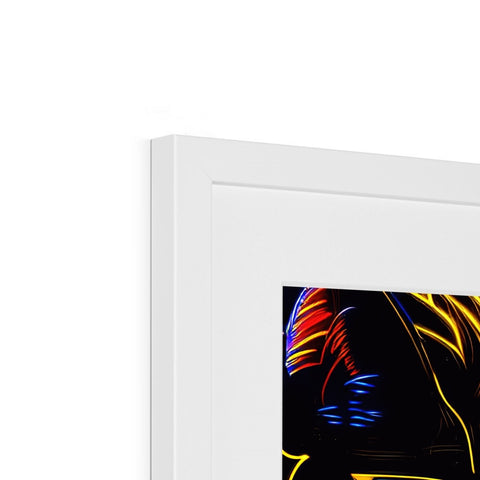 A framed image of artwork and picture frame sitting under a white background on a picture frame