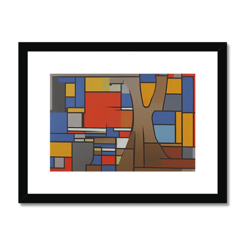 A simple wooden art print with an abstract design on the side of a frame.