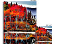 a colorful print of a handprint art print set with several pictures of fall trees