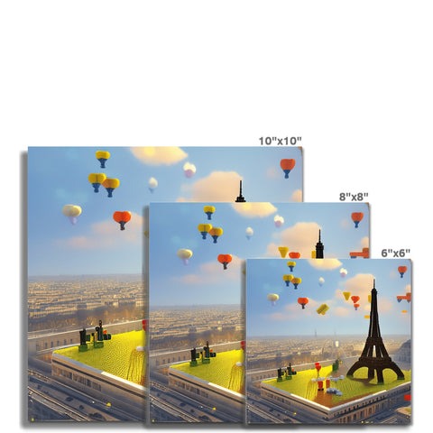 A white paper card that is printed with a picture of a white hot air balloon.