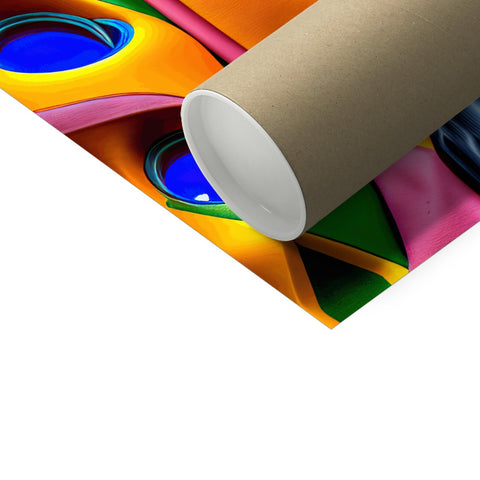 A small bundle of wrapped paper rolls on a table with a pile of different colors on