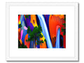 An art print with colorful trees, trees, and people with trees on the top of