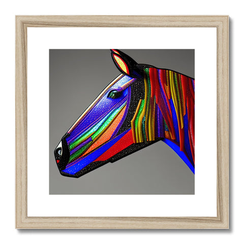 A rainbow kite with a horse on top of an artwork print.