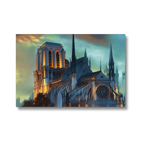 a large Gothic Cathedral building that has two white spires with a lot of artwork on