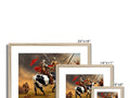 A picture frame with five photo of different images of a different styles of framed artwork.