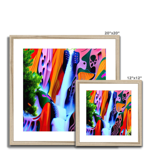 a photo of art prints sitting on a wooden frame on a wall