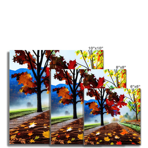 A collection of cards that include fall and summer images and autumn trees.