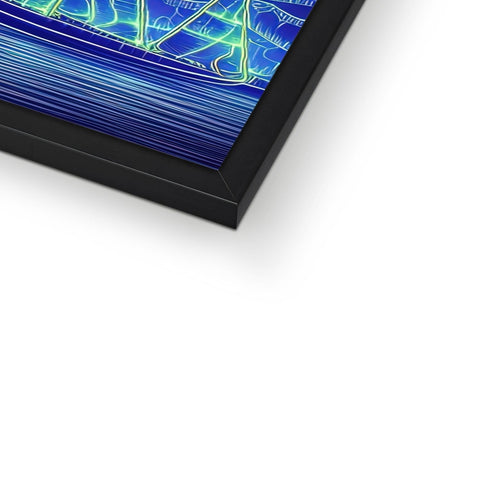 a colorful picture frame on top of a board with blue background