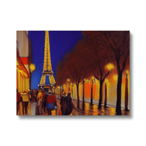 A painting depicting the iconic Eiffel Tower in Paris.