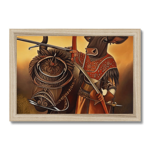 Stunning images of cattle holding an oil portrait of a man holding a rifle.