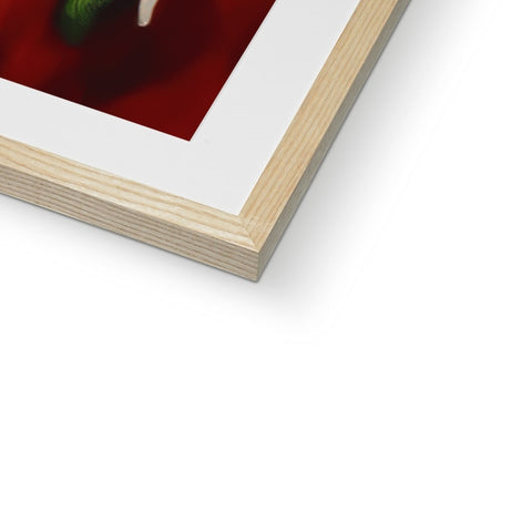 An art print of a cut a tomato slice on a wooden frame.