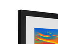 A large photograph of an abstract picture is hanging on a picture frame