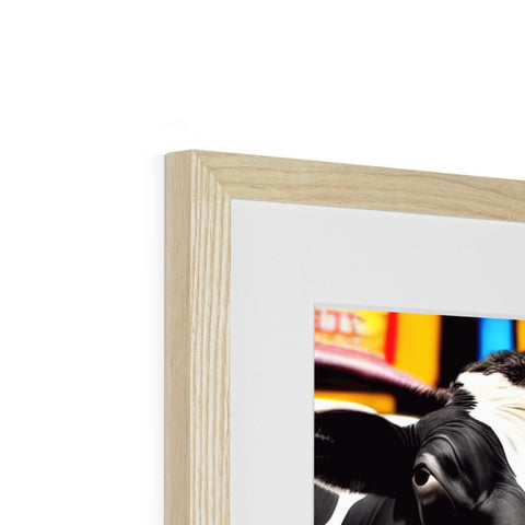 A wooden frame with a close up of a photo of a cat on top of it
