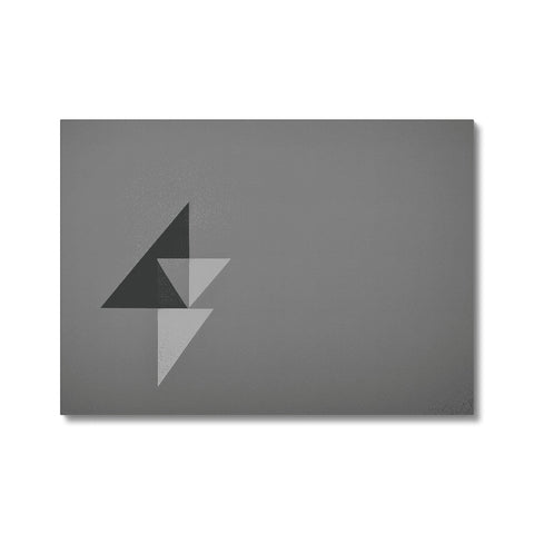 A black and white print tile with an arrow on a white background.