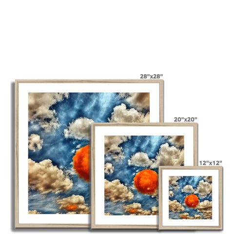 Several images of orange oranges grouped together on a wall mounted display with a cloud.