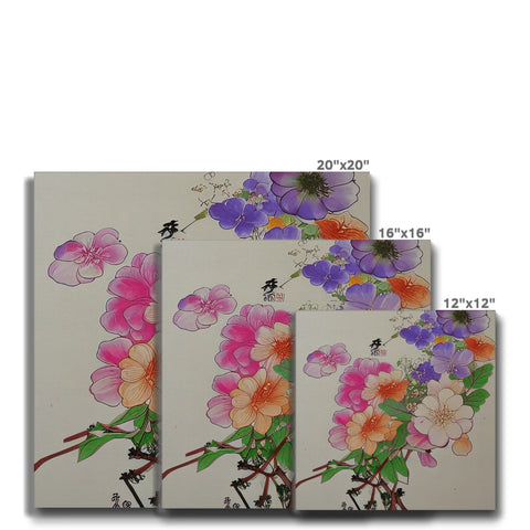 A card with colorful flowers in it next to colored stickers on a ceramic tile.