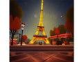 A greeting card with a photo of the Eiffel tower and a green sky in