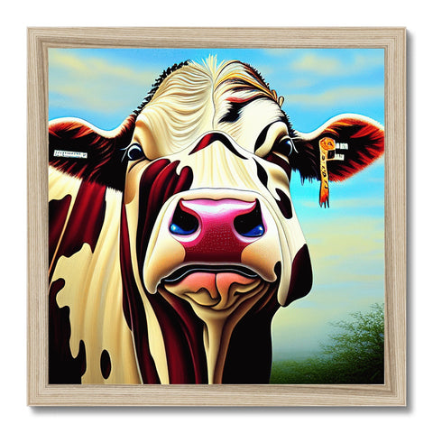 A brown and white cow standing under a window looking at the sky.