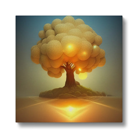 a tree grow in the middle of a desert field and a cloud