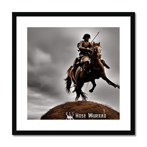 The image is of a man standing on a horse on horseback riding a horse.