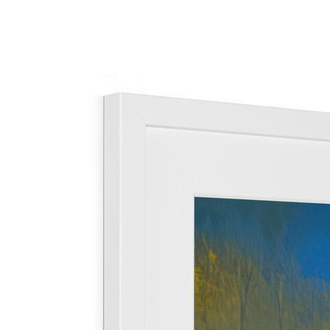 There is a picture of an  abstract photograph of a painting in a painting frame that
