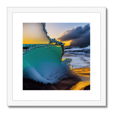 Art print of ocean waves crashing on beach.