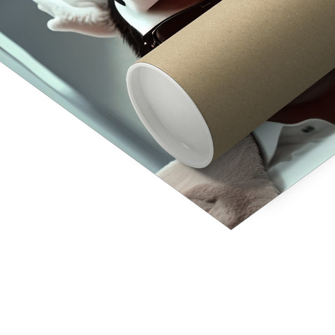 A white paper roll containing a toilet tissue dispenser sitting on top of a table.