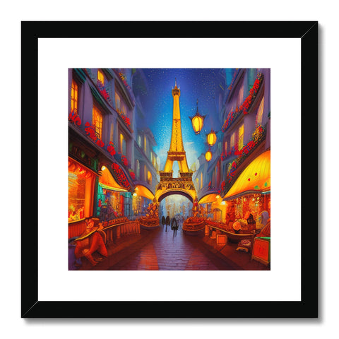 Art print showing the city skyline with the giant Eiffel tower standing over it.