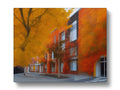 A beautiful fall foliage picture printed on a large painting.